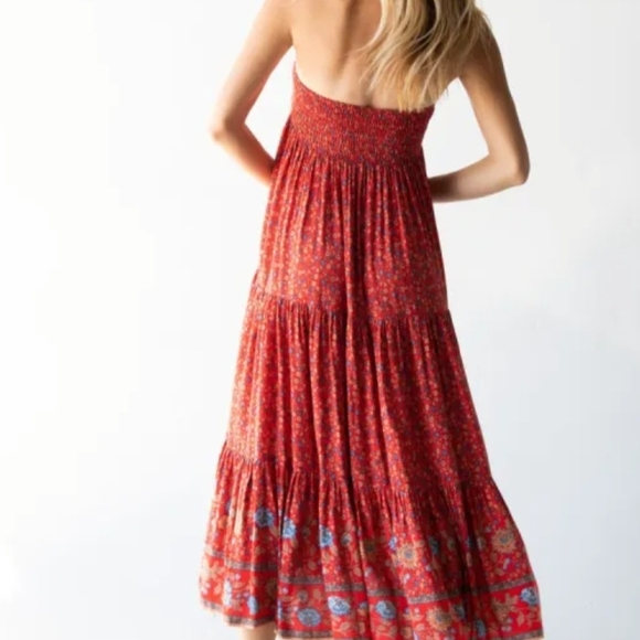 NATURAL LIFE Bohemian Vibrant Red Floral Maxi Skirt - Picture 4 of 8